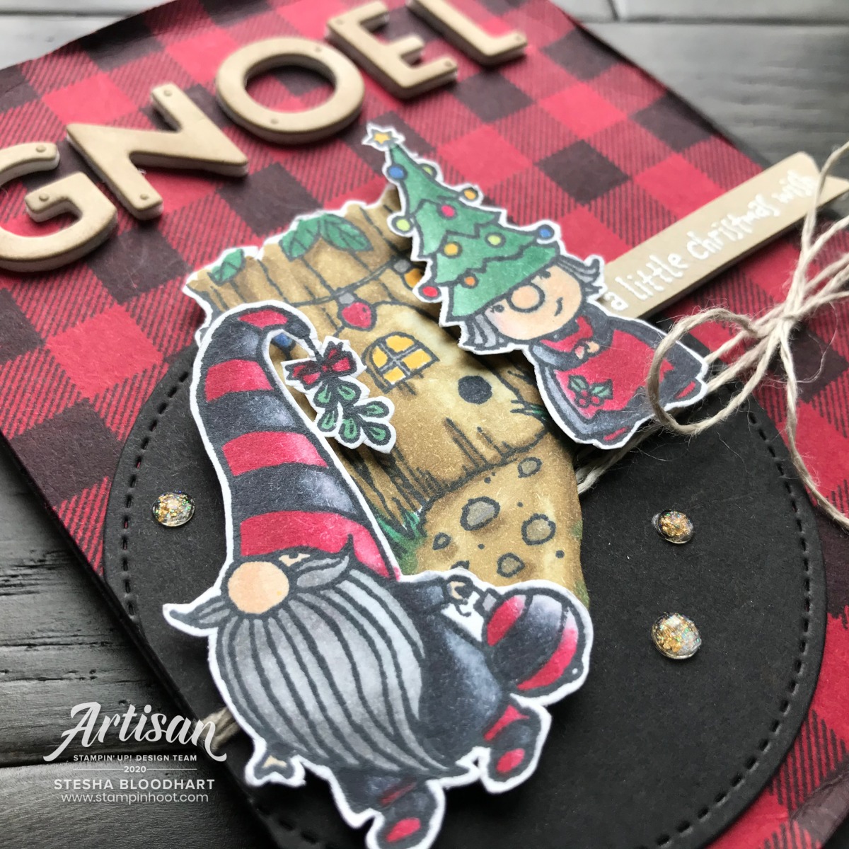 Gnome for the Holidays Stamp Set from Stampin' Up! Holiday Card by Stesha Bloodhart, Stampin' Hoot!