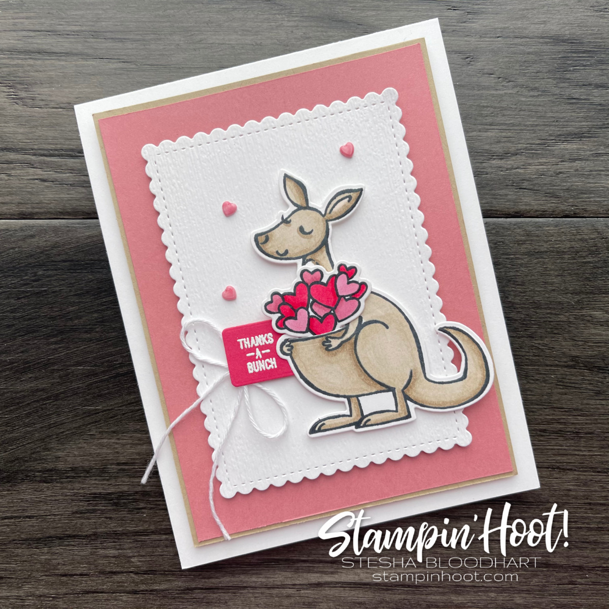 Kangaroo & Company Bundle by Stampin' Up! Simple Thank You Card created by Stesha Bloodhart, Stampin' Hoot. Stamp Review Crew