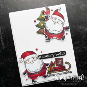 Be Jolly Merry Hello Card #gdp312 Case the Designer Madeleline Mrotzek Christmas Card SantaStesha Bloodhart Stampin Hoot