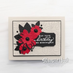 GDP313 Color Challenge - Real Red, Basic Black, Sahara Sand - Stesha Bloodhart, Stampin' Hoot! Pierced Blooms by Stampin' Up!