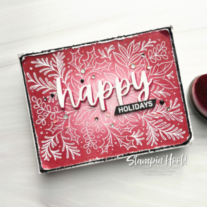 Create this Happy Holidays card using Festive Foliage and Words of Cheer Bundle by Stampin' Up! Card by Stesha Bloodhart, Stampin' Hoot!
