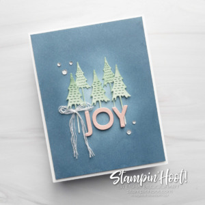 Create this card using the Christmas Trees and Playful Alphabet Dies. Blending Brush Background. Stesha Bloodhart, Stampin' Hoot!