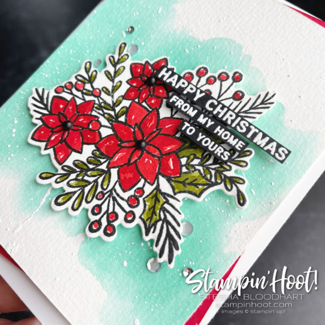 Create this Holiday card using the Words of Cheer Bundle from Stampin' Up! Card by Stesha Bloodhart Stampin' Fancy Friday Color Challenge