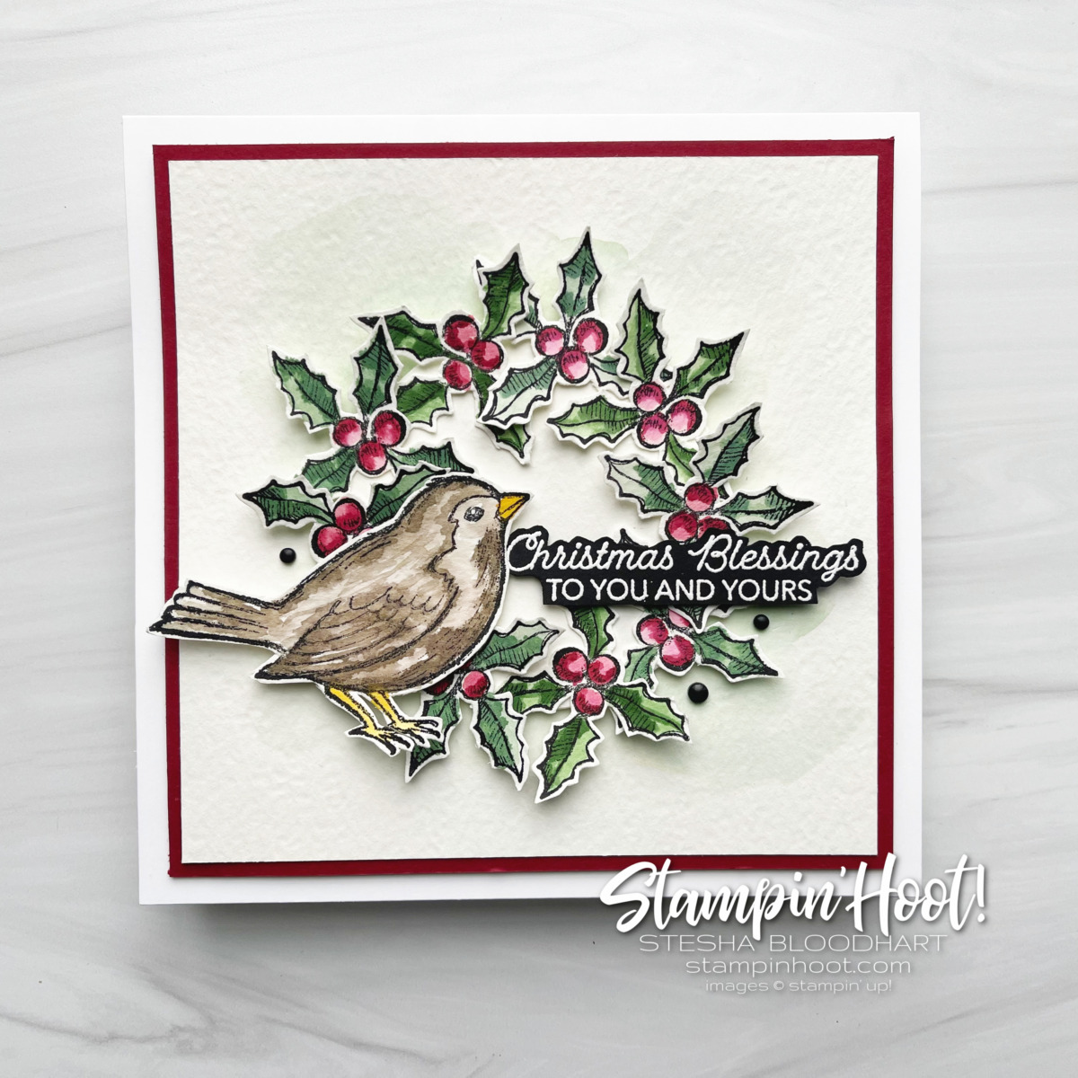 Create this card using the Happy Holly-Days Stamp Set by Stampin' Up! Retires January 3, 2022. GDP321 Color Challenge