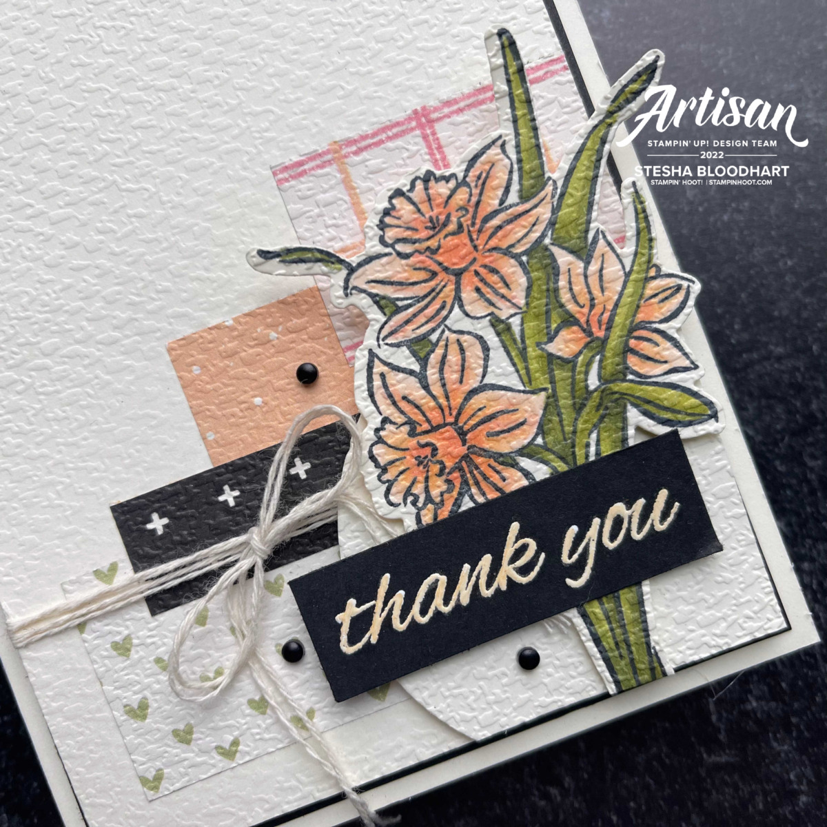 Create this Thank You Card using the Daffodil Daydream, Daffodil Afternoon Products from Stampin' Up! Card by Stesha Bloodhart, Stampin' Hoot!