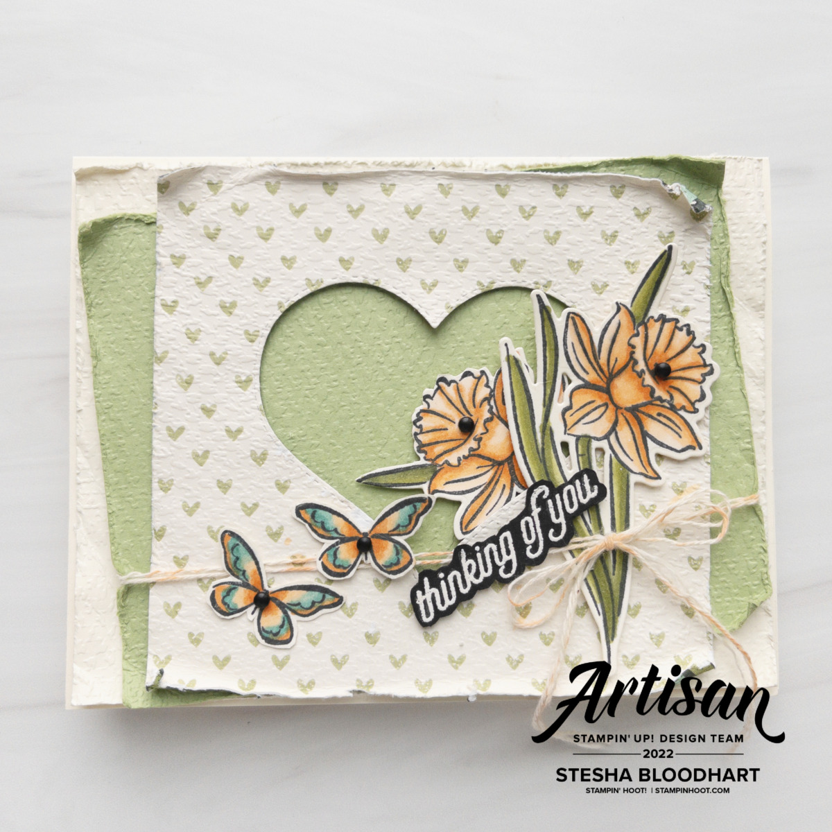 Create this thinking of you card using the Daffodil Afternoon Designer Series Paper, Daffodil Daydream Bundle - Be Inspired Blog Hop. Stesha Bloodhart
