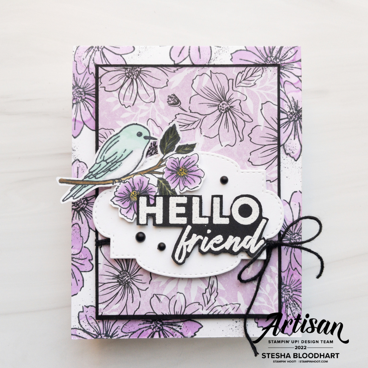 Friendly Hello Stamp Set & Friendly Hello Designer Series Paper Bundle by Stampin' Up! Free with $100 Stesha Bloodhart, Stampin ' Hoot!