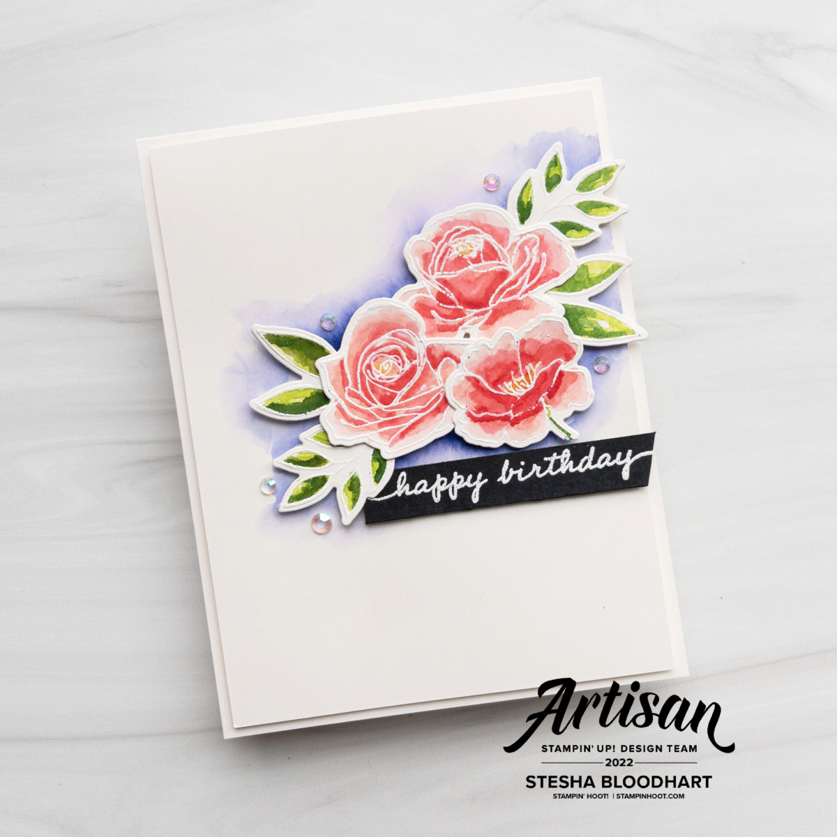 Create this birthday card with the Hues of Happiness Bundle and NEW 2022-2024 In Colors from Stampin' Up! Stesha Bloodhart