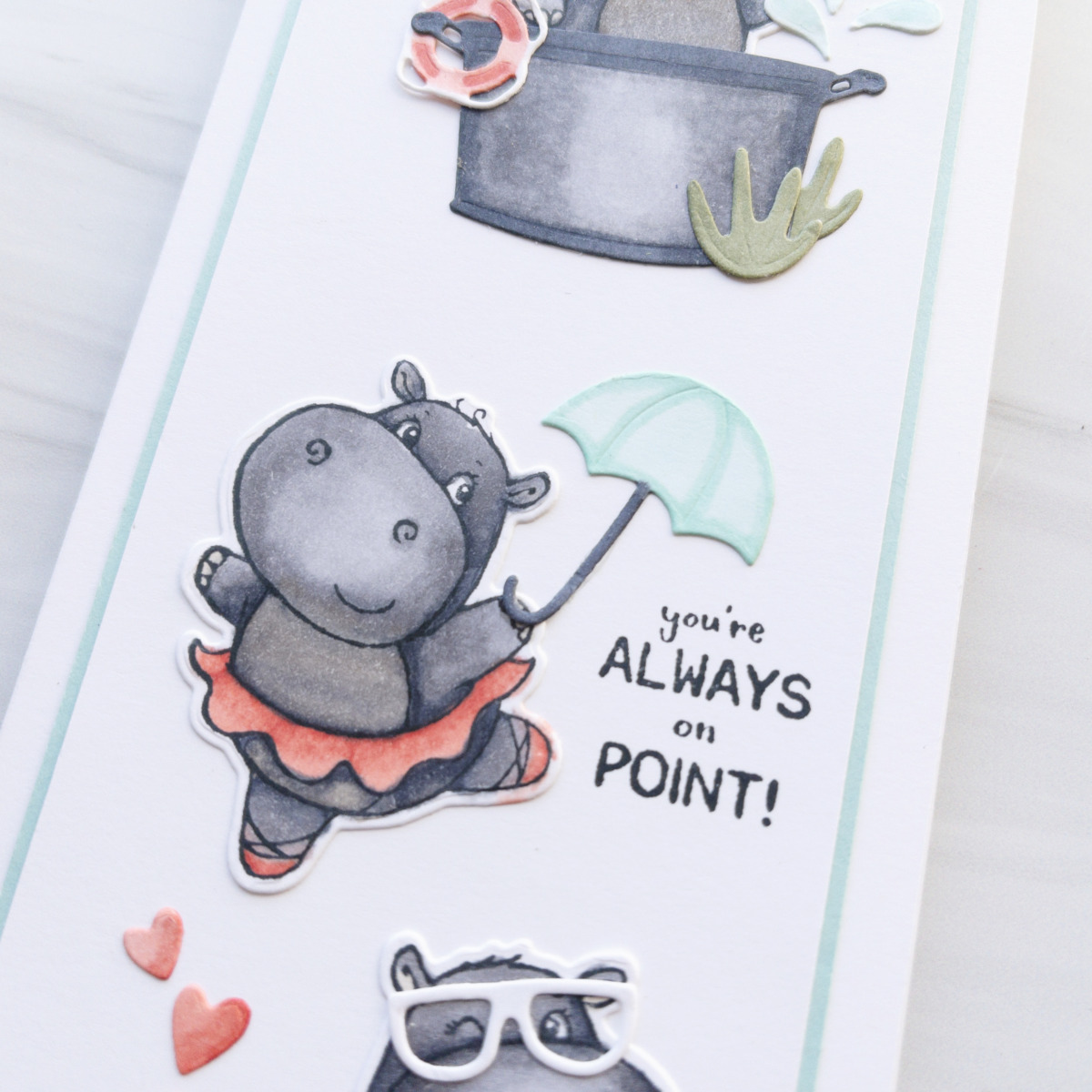 Create this Always on Point Slimline Card with the Hippest Hippos Stamp Set and Hippos Dies - Free with purchase during Sale-a-Bration - Stesha Bloodhart, Stampin' Hoot!