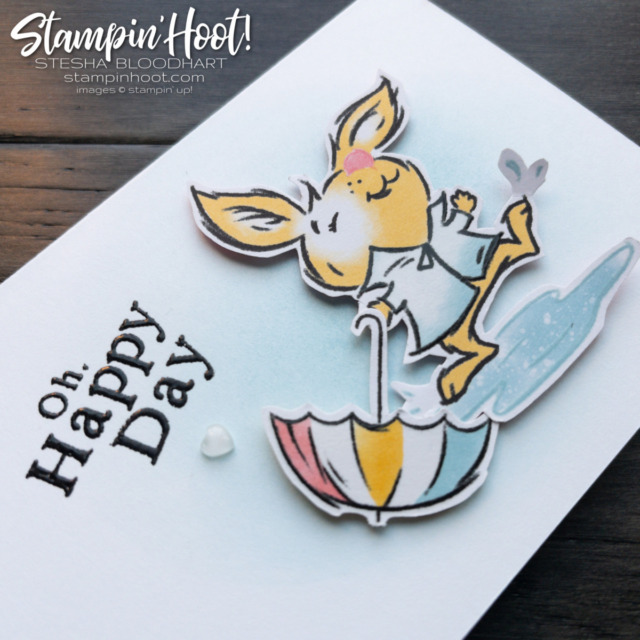 Create a cute rabbit note card for a rainy day random act of kindness. Created with the Rain or Shine Suite Collection From Stampin' Up! Stesha Bloodhart, Stampin' Hoot!